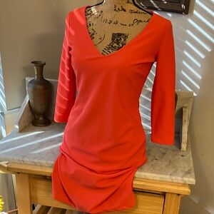 Boston Proper Vibrant Red Long Sleeve Dress